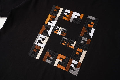 260421 New high-quality multi-color double-F patchwork embroidered T-shirt