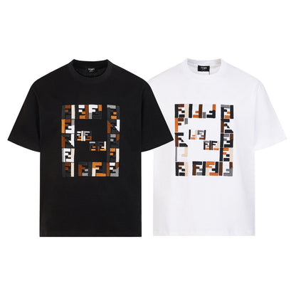 260421 New high-quality multi-color double-F patchwork embroidered T-shirt