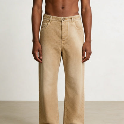 260421 New high-quality denim skate pants with full-print and gradient patterns
