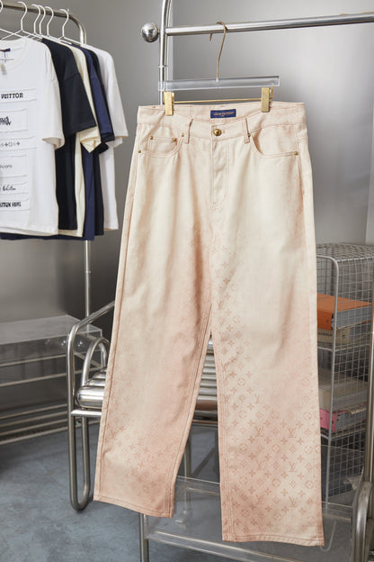 260421 New high-quality denim skate pants with full-print and gradient patterns