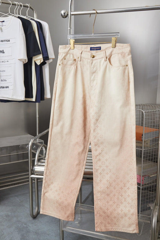 260421 New high-quality denim skate pants with full-print and gradient patterns