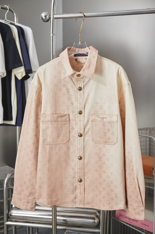 260421 New high-quality full-print gradient-pattern denim skate jacket