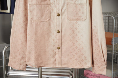 260421 New high-quality full-print gradient-pattern denim skate jacket