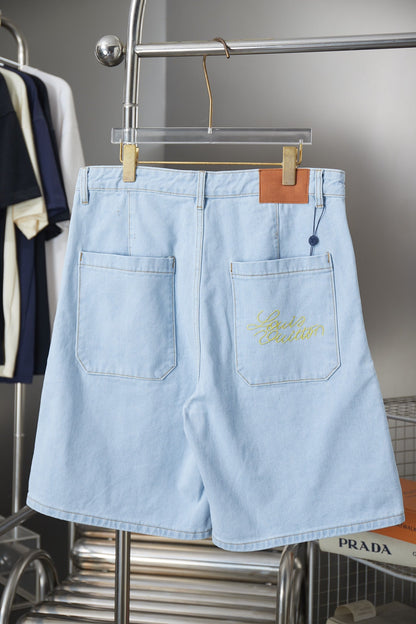 260421 New high-quality special decorative back-color embroidered denim shorts