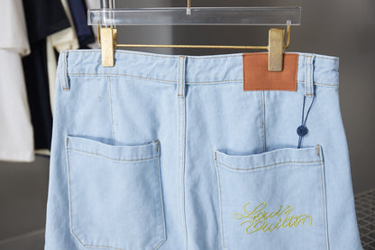 260421 New high-quality special decorative back-color embroidered denim shorts