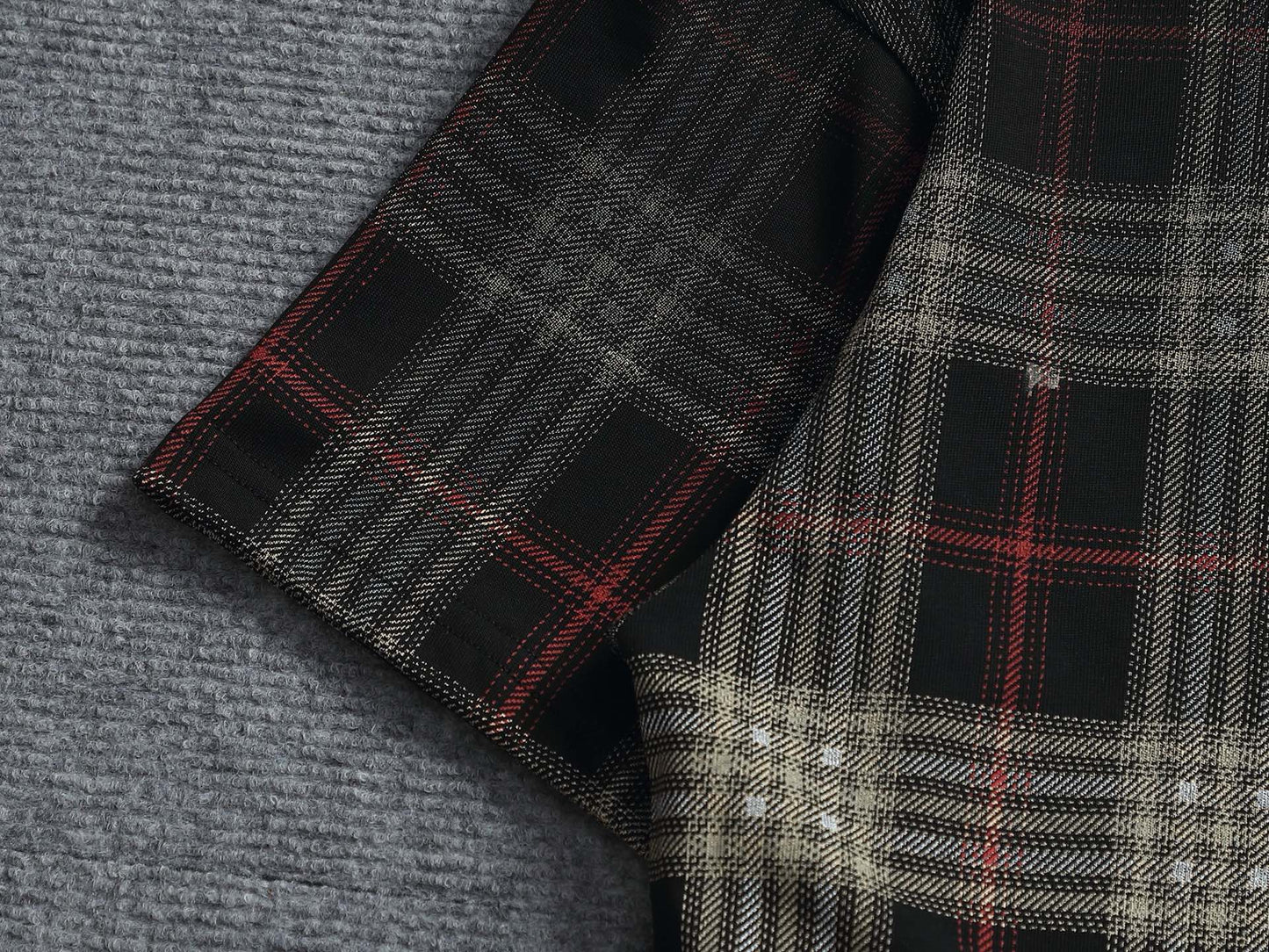 260421 New high-quality checked three-dimensional gradient printed T-shirt