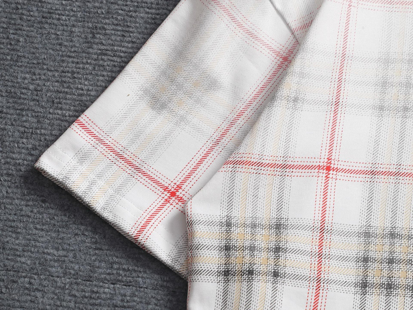 260421 New high-quality checked three-dimensional gradient printed T-shirt