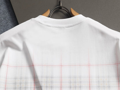 260421 New high-quality checked three-dimensional gradient printed T-shirt