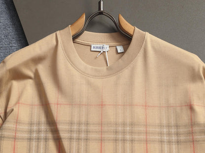 260421 New high-quality checked three-dimensional gradient printed T-shirt