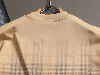 260421 New high-quality checked three-dimensional gradient printed T-shirt