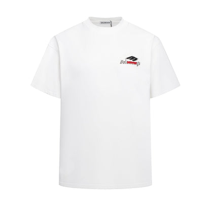 260428 New high-quality double-process embroidered T-shirt with fabric applique design