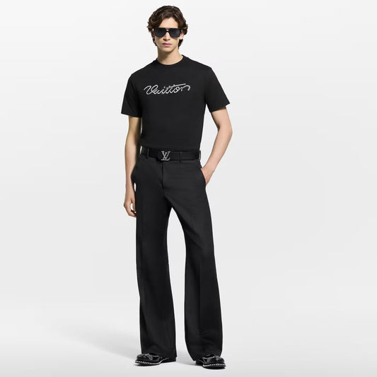 260428 New high-quality daily-style bead-studded ballpoint T-shirt