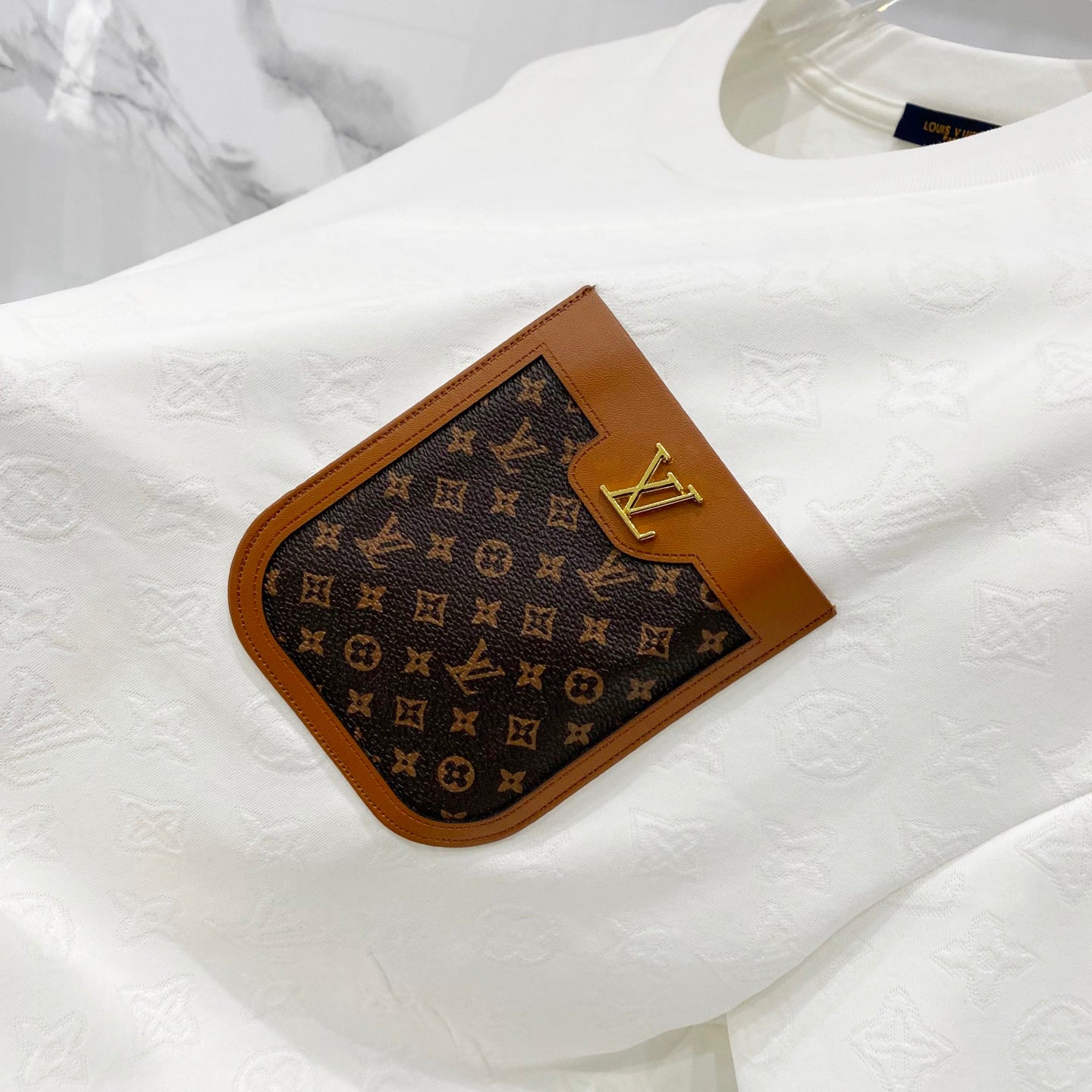 260428 New high-quality textured jacquard pocket T-shirt