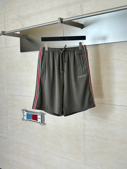 260428 New high-quality cotton striped contrast-colored woven belt letter short pants set