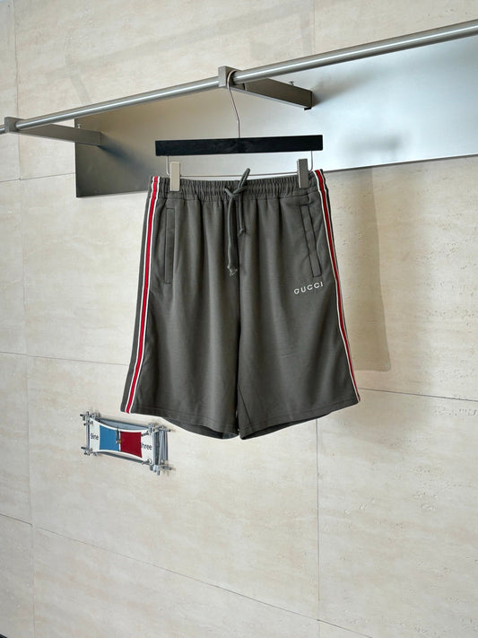 260428 New high-quality cotton striped contrast-colored woven belt letter short pants set