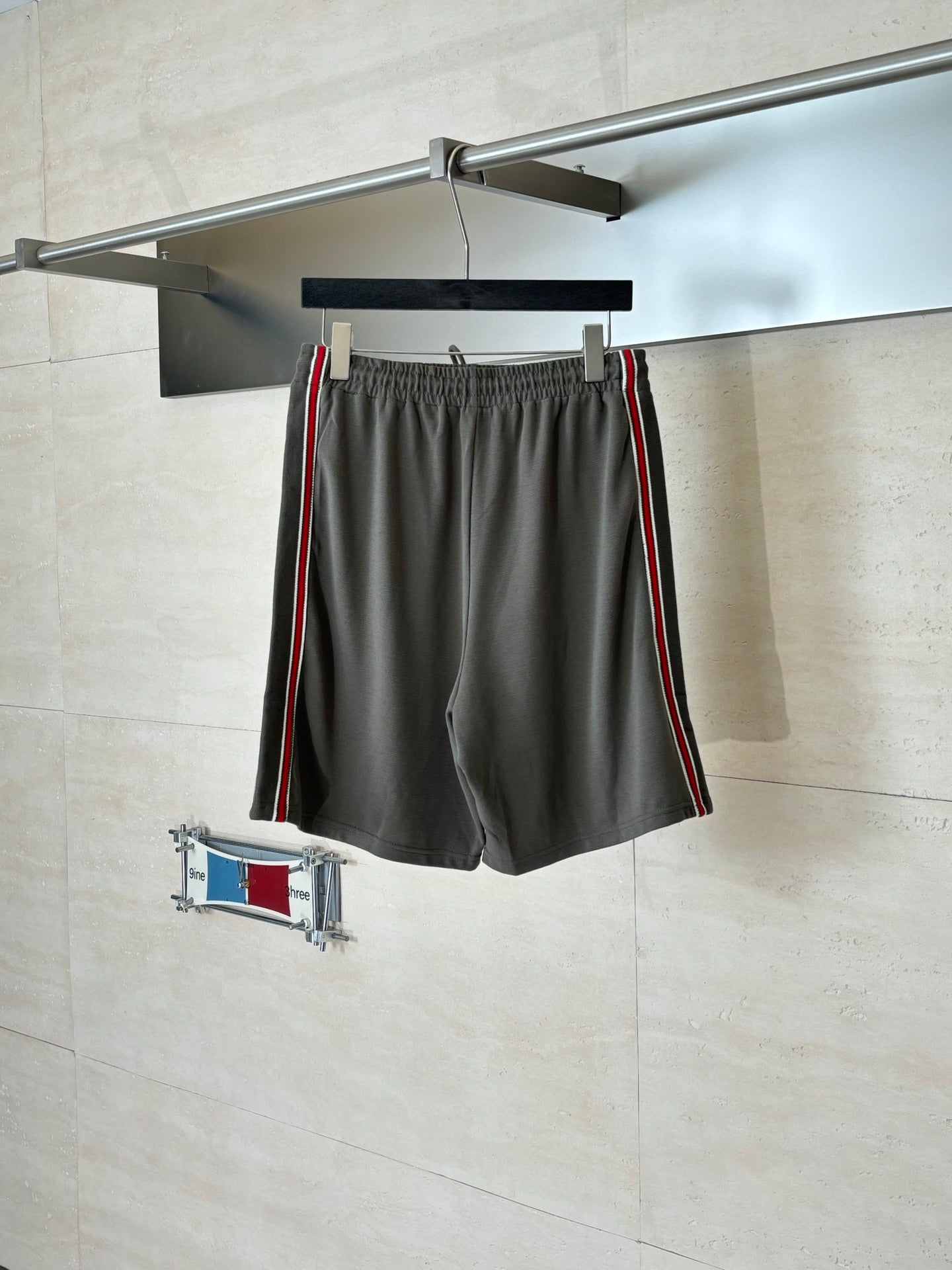 260428 New high-quality cotton striped contrast-colored woven belt letter short pants set