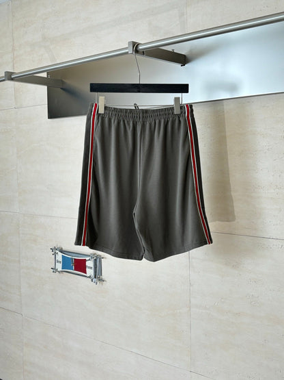 260428 New high-quality cotton striped contrast-colored woven belt letter short pants set