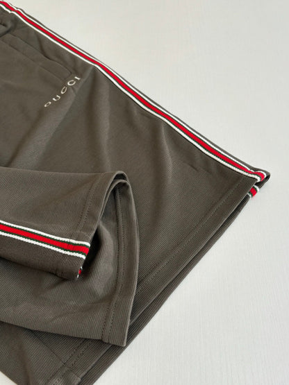 260428 New high-quality cotton striped contrast-colored woven belt letter short pants set
