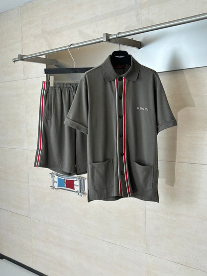 260428 New high-quality cotton striped contrast woven tie letter POLO set