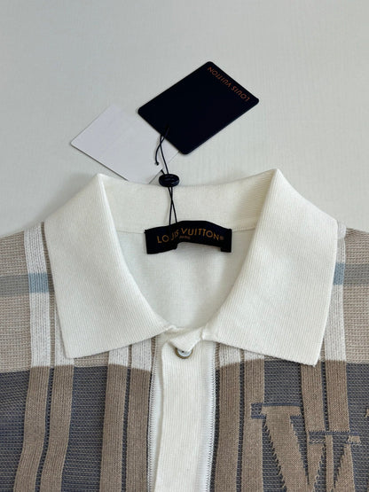 260428 New high-quality checked jacquard knitted short-sleeved shirt