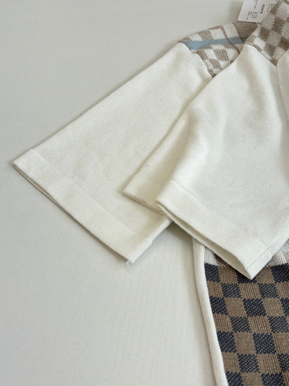 260428 New high-quality checked jacquard knitted short-sleeved shirt
