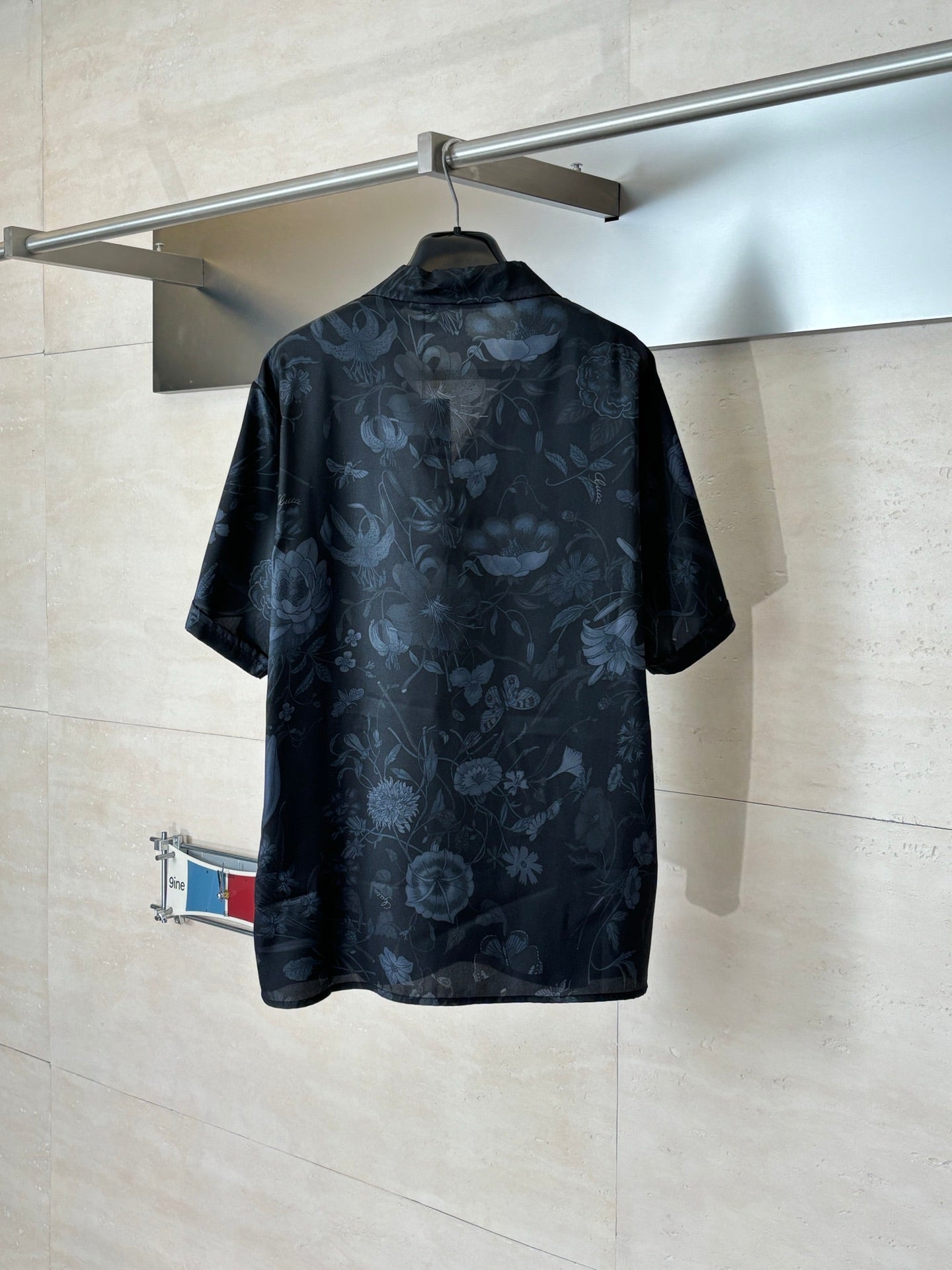 260428 New high-quality butterfly flower printed full-silk suit short-sleeved collar shirt