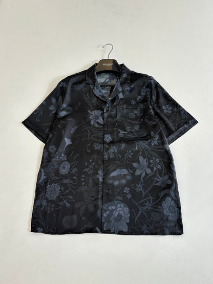 260428 New high-quality butterfly flower printed full-silk suit short-sleeved collar shirt