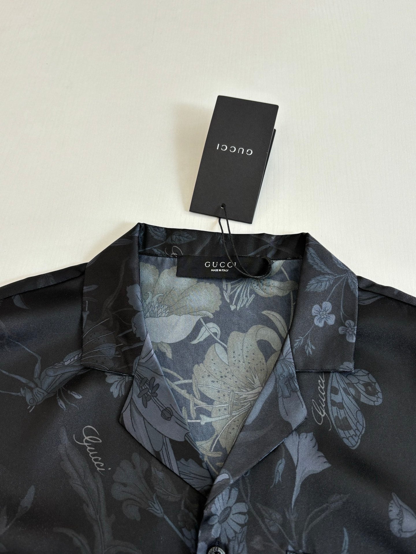 260428 New high-quality butterfly flower printed full-silk suit short-sleeved collar shirt