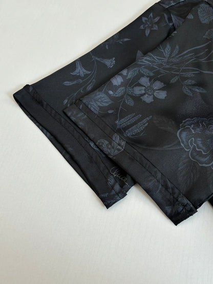 260428 New high-quality butterfly flower printed full-silk suit short-sleeved collar shirt