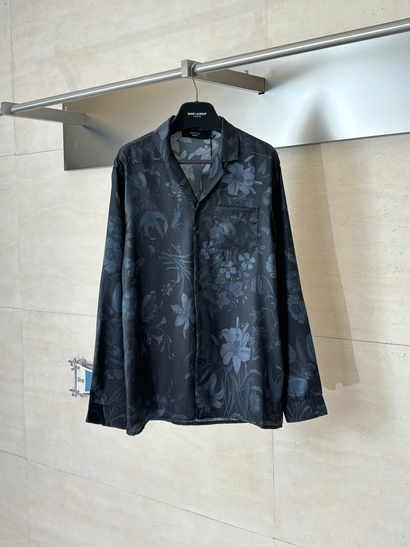 260428 New high-quality butterfly flower-printed satin long-sleeved shirt