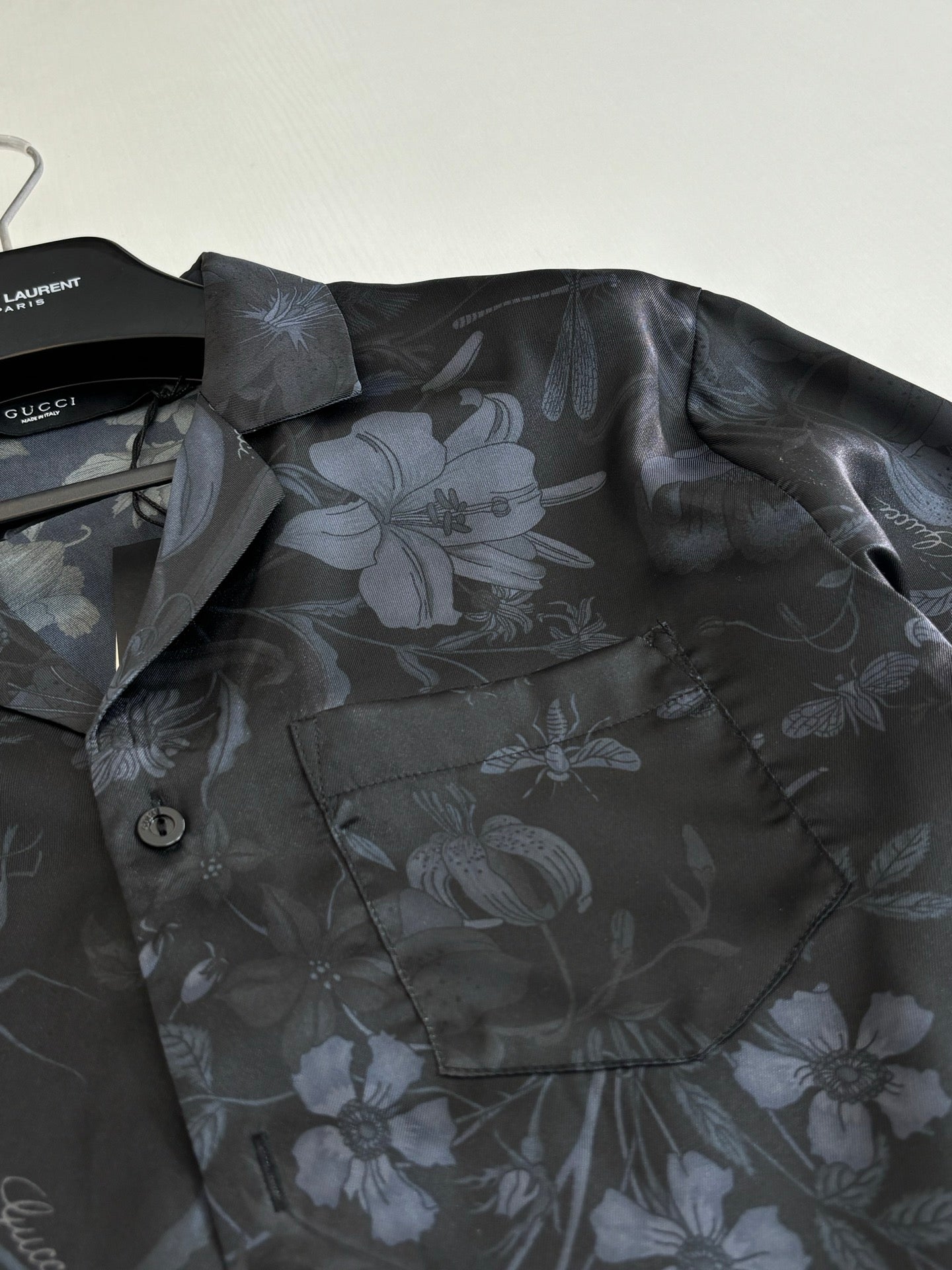 260428 New high-quality butterfly flower-printed satin long-sleeved shirt