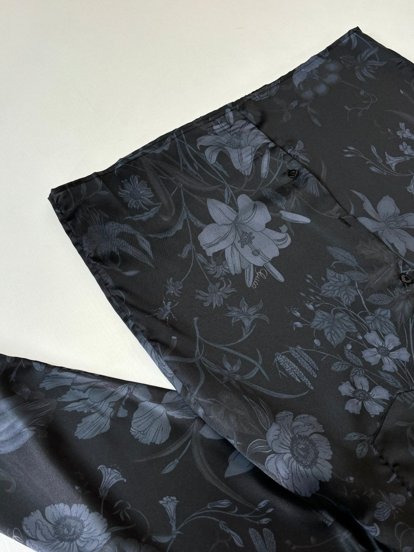 260428 New high-quality butterfly flower-printed satin long-sleeved shirt