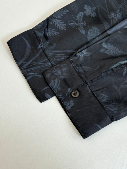 260428 New high-quality butterfly flower-printed satin long-sleeved shirt