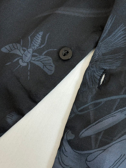 260428 New high-quality butterfly flower-printed satin long-sleeved shirt