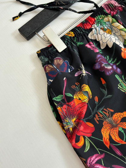 260428 New high-quality floral-printed satin short set with full prints
