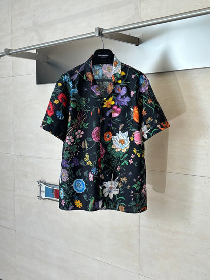 260428 New high-quality floral-printed chiffon short-sleeved shirt set with full printing