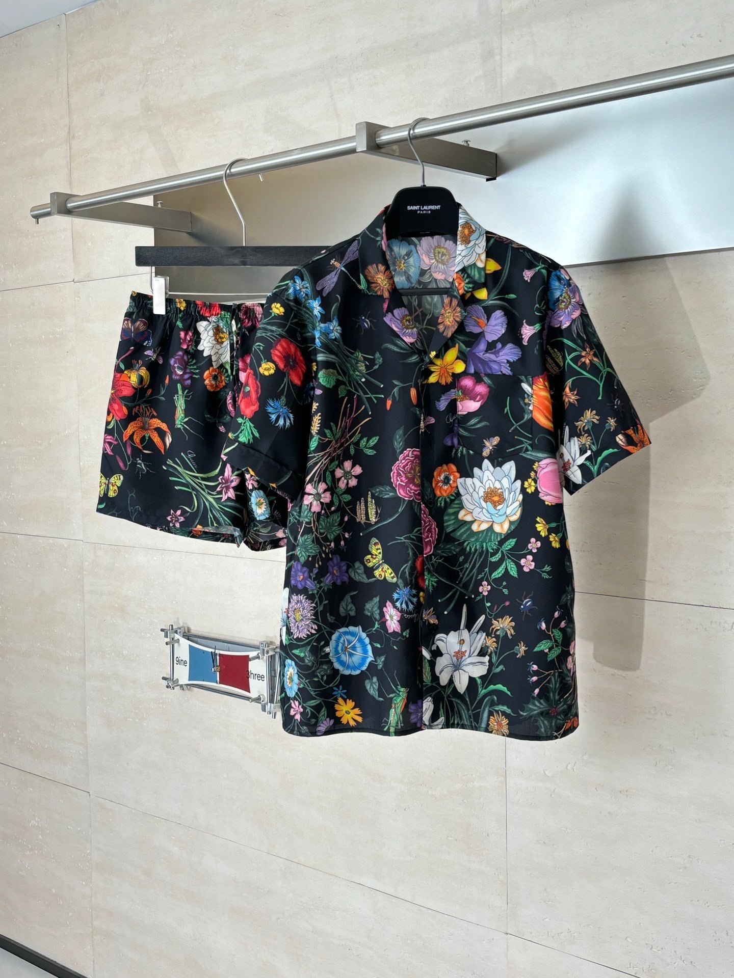 260428 New high-quality floral-printed chiffon short-sleeved shirt set with full printing