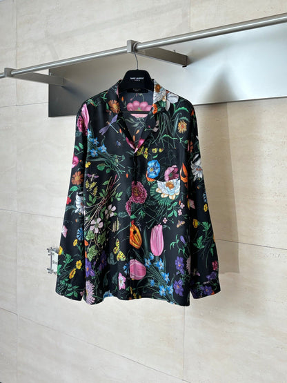 260428 New high-quality floral-printed chiffon long-sleeved shirt with full printing
