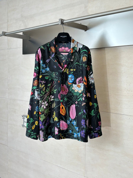 260428 New high-quality floral-printed chiffon long-sleeved shirt with full printing