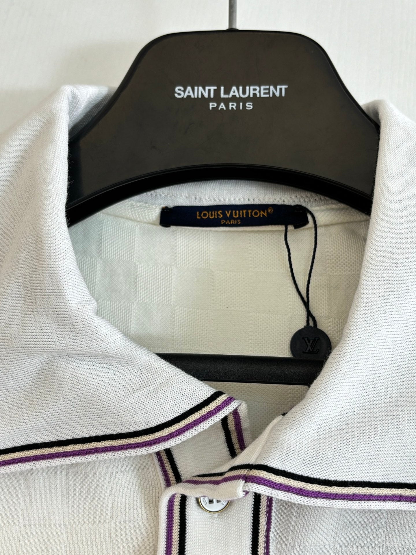 260428 New high-quality embroidered letter logo striped plaid polo shirt with jacquard fabric