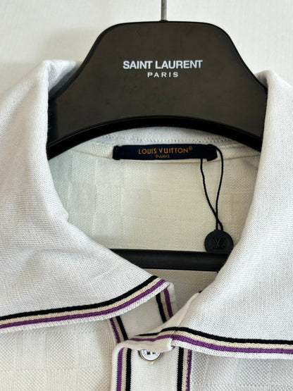 260428 New high-quality embroidered letter logo striped plaid polo shirt with jacquard fabric