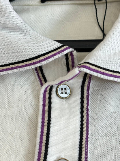 260428 New high-quality embroidered letter logo striped plaid polo shirt with jacquard fabric