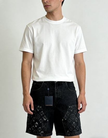 260428 New high-quality distressed and worn-out denim workwear shorts