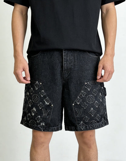 260428 New high-quality distressed and worn-out denim workwear shorts