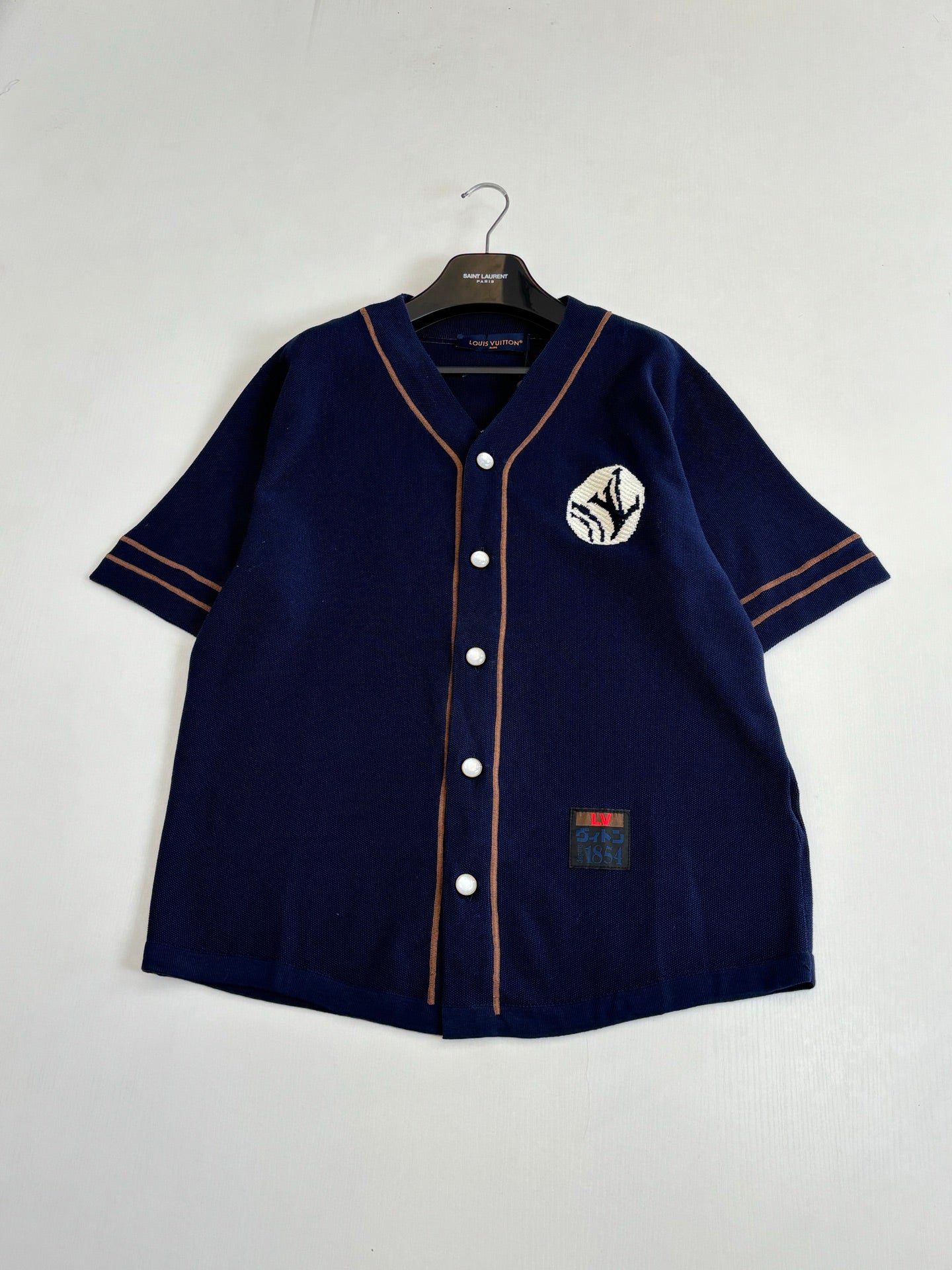 260428 New high-quality embroidered knitted baseball short-sleeved shirt