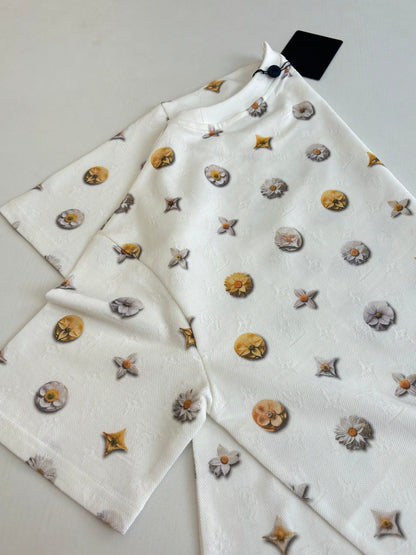 260428 New high-quality jacquard daisy-print T-shirt