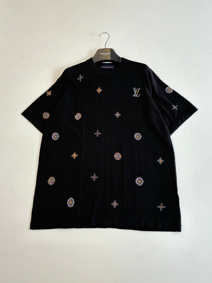 260428 New high-quality floral-patterned embroidered diamond T-shirt