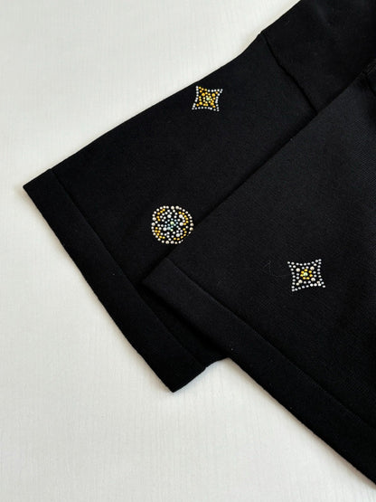 260428 New high-quality floral-patterned embroidered diamond T-shirt