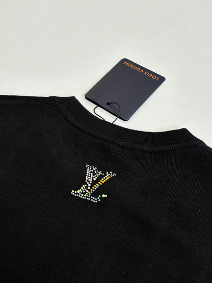 260428 New high-quality floral-patterned embroidered diamond T-shirt