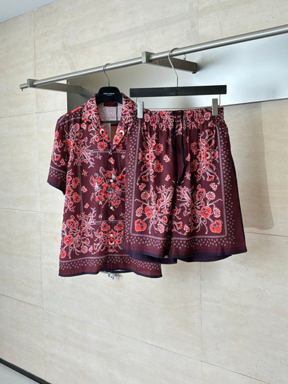 260428 New high-quality floral Cuban-style full-print short pants set